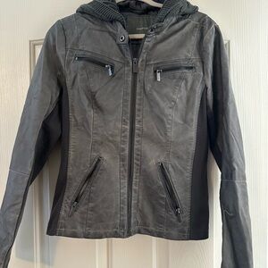 Maurices Leather Jacket with Removable Hood